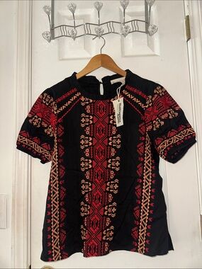 NWOT Savanna Jane Western Short Sleeve Embroidered Top